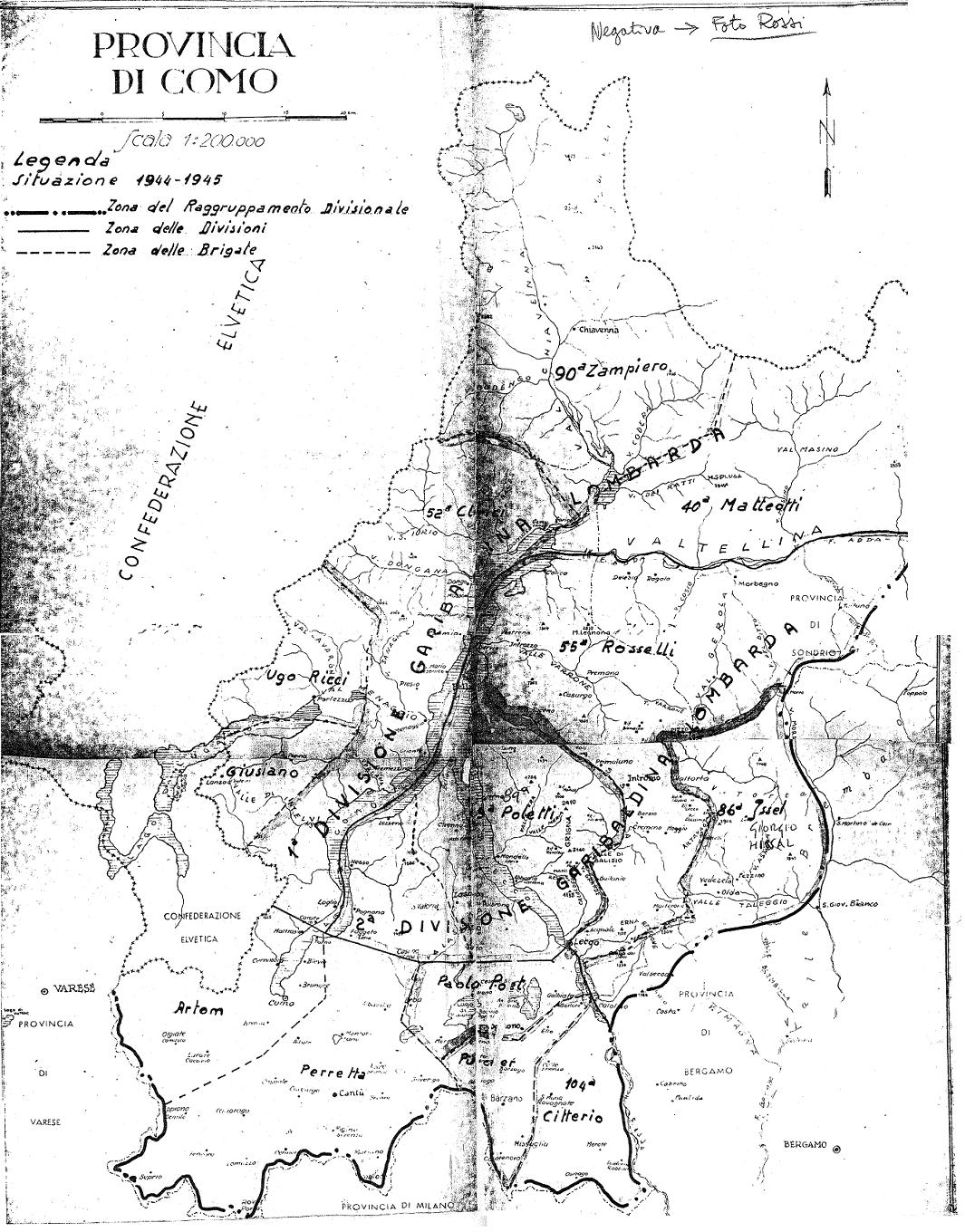 Mappa della suddivisione in brigate della provincia di Como - Clicca sulla foto per la versione ad alta risoluzione